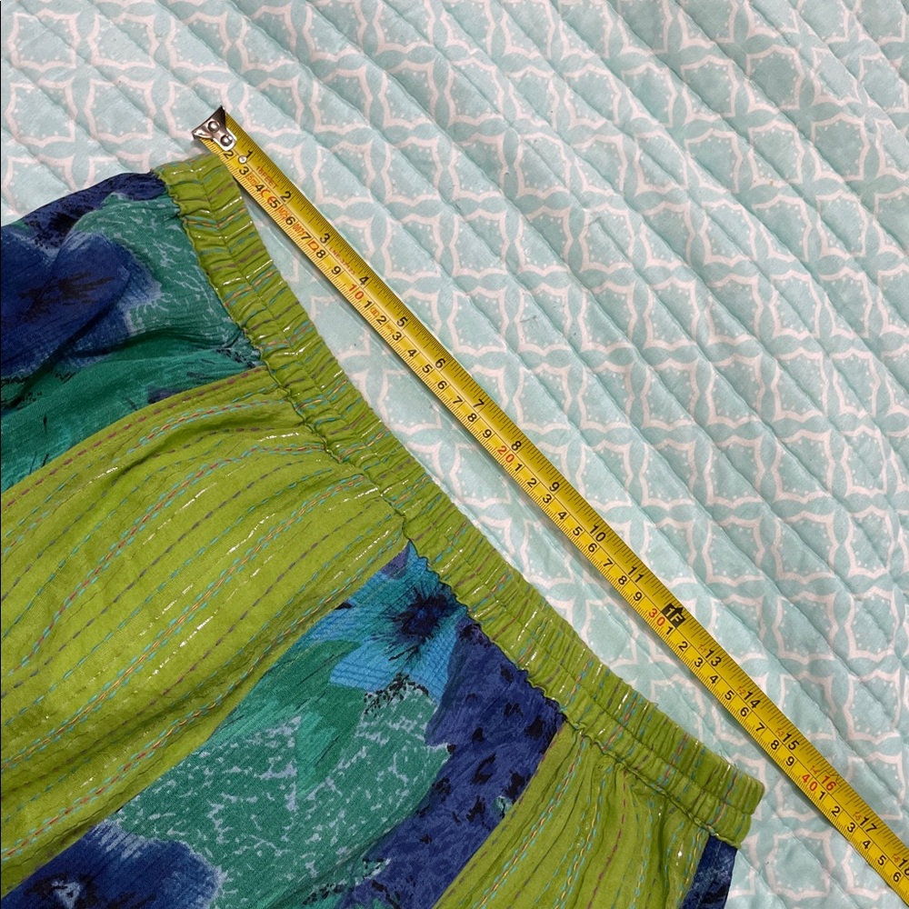 metallic, striped and floral and paisley, matchstick gauze skirt - Picture 7 of 8